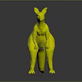 Orange and Beige Kangaroo in Standing Pose Against Gray Gradient Background With Reflective Surface