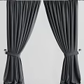 Dark Gray Thick Fabric Curtains with Tiebacks for Elegant Home Interiors 3d model