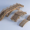 Wooden Landscape Bridges with Various Arch and Staircase Designs