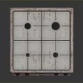 Rusted Vintage Stove Kitchen Appliance With Cooktop Control Knobs And Oven Design