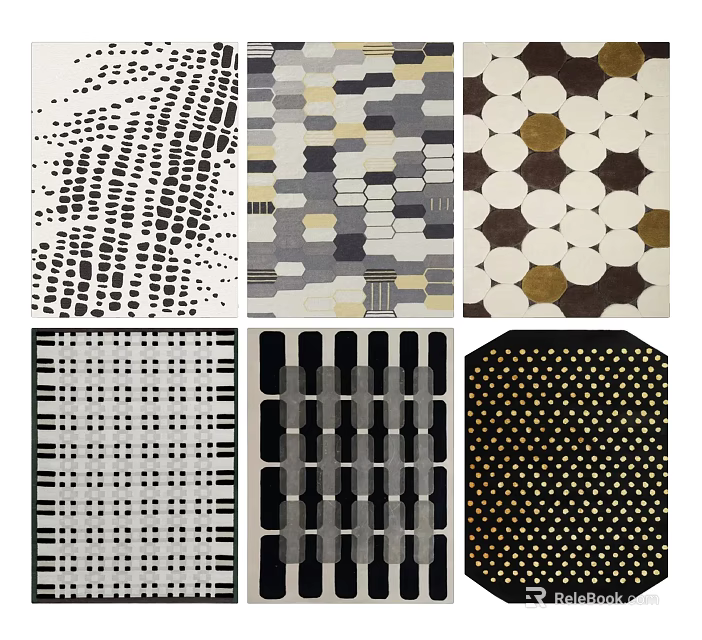 Square Rugs With Various Geometric Patterns And Modern Designs For Home Decor 3d model