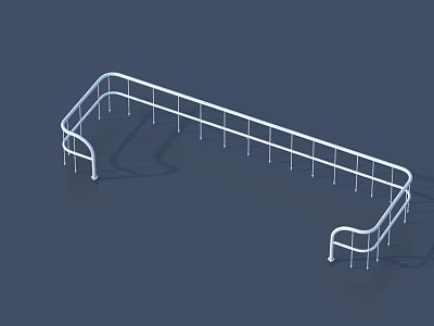 Long White Curved Metal Fence Structure For Outdoor Protective Boundary 3d model