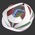 Unique Stadium Architectural Model With White Exterior Blue Seats And Green Lawn