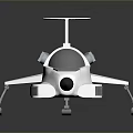 Futuristic White Spaceship Model With Red Stripes Transparent Cockpit Thrusters And Landing Gear