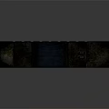 Dimly Lit Dilapidated Parking Garage With Moss Covered Pillars Barred Windows And Patched Ceiling