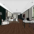 Hotel Guest Room Interior Design With Wooden Flooring Sofa Desk And Decorative Paintings
