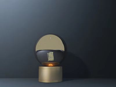 Stylish Modern Table Lamp With Gold Base And Spherical Shade Emitting Warm Light 3d model