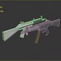 3D Model of Modern White and Gray Rifle with Scope and Design Features