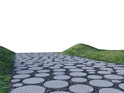 Old Slab Chinese Style Ting Step Round Ting Step Random Round Ting Step Ting Step Stone Slab Road Travel Trail Gravel Block Landscape Garden Road Garden Pavement Slab Road Green 3d model