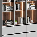 Modern Bookcase Interior Design With Layered Shelves Books And Decorative Items 3d model