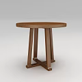 Wooden Side Table With Round Top And Three Crossed Legs Simple Design 3d model