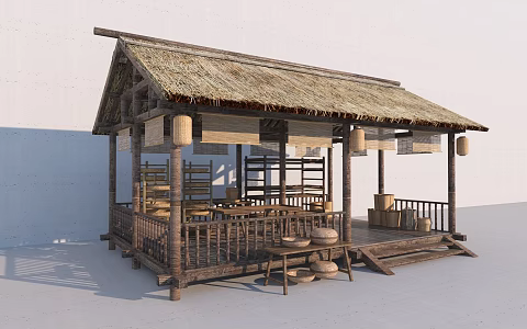 New Chinese Thatched House 3d model