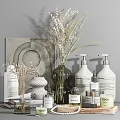 Modern gray-green bathroom countertop toiletries combination 3d model