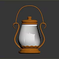 Copper Frame Lantern With White Glass Shade And Decorative Handle