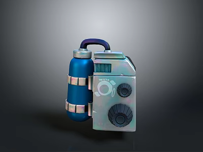 Portable Blue Silver Household Tool With Cylindrical Body Knobs And Handle 3d model