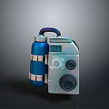 Portable Blue Silver Household Tool With Cylindrical Body Knobs And Handle