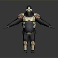 Warrior Gorilla Character In White Dark Armor With Orange Accents And Outstretched Arms