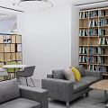 Modern Library Reading Room Bookshelf Bookcase Reading Space 3d model