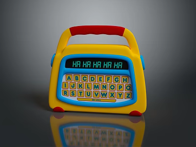 Kids Educational Laptop Toy With Yellow Red Blue Design ABC Keyboard And Laughing Screen 3d model