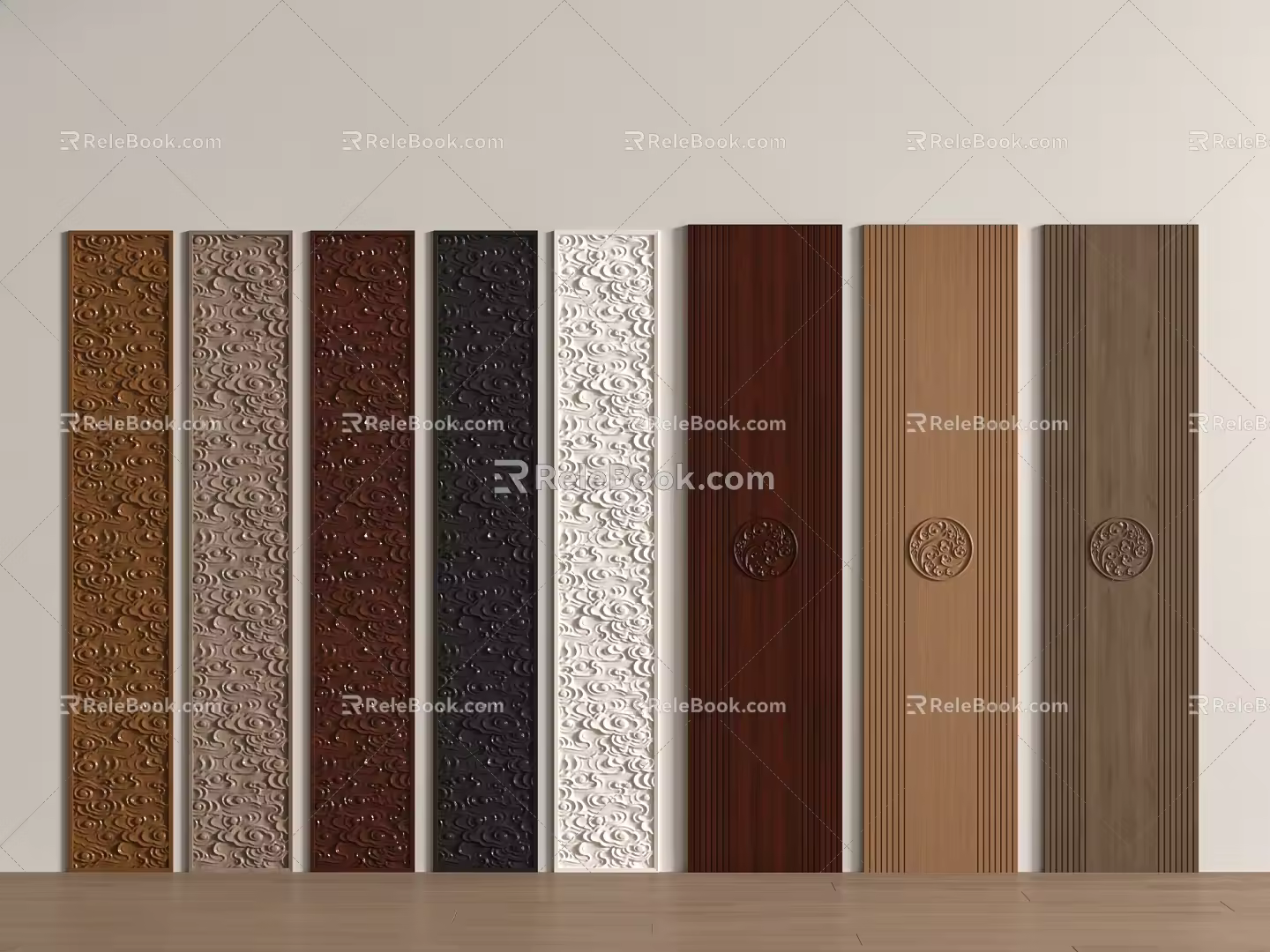 New Chinese-style Solid Wood Carved Wall Panel Xiangyun Pattern Panel 3d model