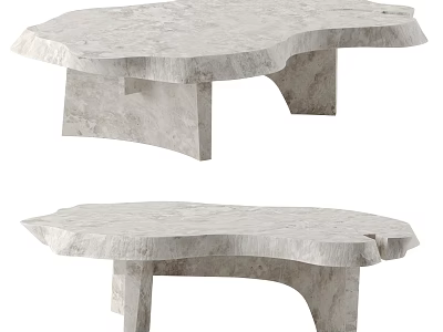 Modern Natural Marble Coffee Table With Irregular Shape And Textured Surface 3d model