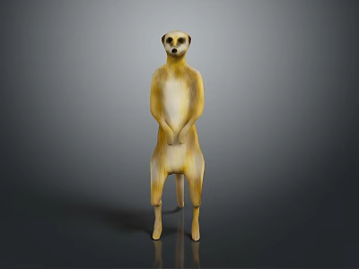 Standing Meerkat Statue with Tan Cream Coloring and Alert Upright Stance on Dark Background 3d model