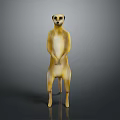 Standing Meerkat Statue with Tan Cream Coloring and Alert Upright Stance on Dark Background