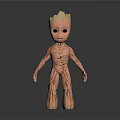 Baby Groot Game And Movie Character 3D Model With Tree Texture Standing Pose