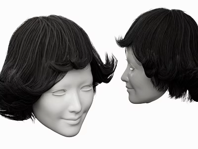 Human Head Model With Short Black Hair And Detailed Facial Organs 3d model