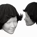 Human Head Model With Short Black Hair And Detailed Facial Organs