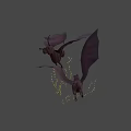 Game Movie Character Red Dragon With Large Wings Flying And Yellow Light Spots