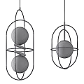 Modern Pendant Lights With Golden Metal Frame And White Spherical Shades