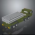 Green Military Truck Mounted With Multiple White Missile Launch Tubes Weapon System