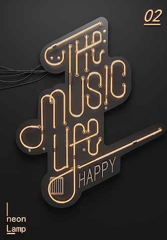 Neon light luminous words music industrial wind advertising words 3d model