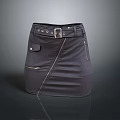 Fashionable Black Skirt With Belt Metal Buckle Side Zipper And Pockets