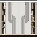 Modern Wardrobe Design With Sliding Doors Decorative Lines And Patterns Open Side Shelves Books Decor