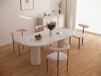 Dining Table and Chair Combination Marble Dining Table Cream Style Dining Table and Chair Internet Popular Dining Table and Chair 3d model