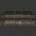 Traditional Chinese Ancient Architecture Featuring Two Story Wooden Structure Curved Eaves And Carved Windows