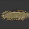 Vintage Military Tank Yellow Body With Black Tracks And Metal Texture