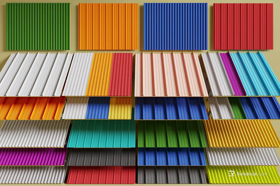 Colorful Long Strip Construction Components With Different Hues Neatly Arranged In Rows 3d model