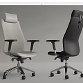 Modern White and Black Office Chairs with Ergonomic Design Armrests Swivel Wheels and Adjustable Backrests