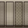 Elegant Room Dividers with Intricate Geometric Patterns for Home Interior Decor 3d model
