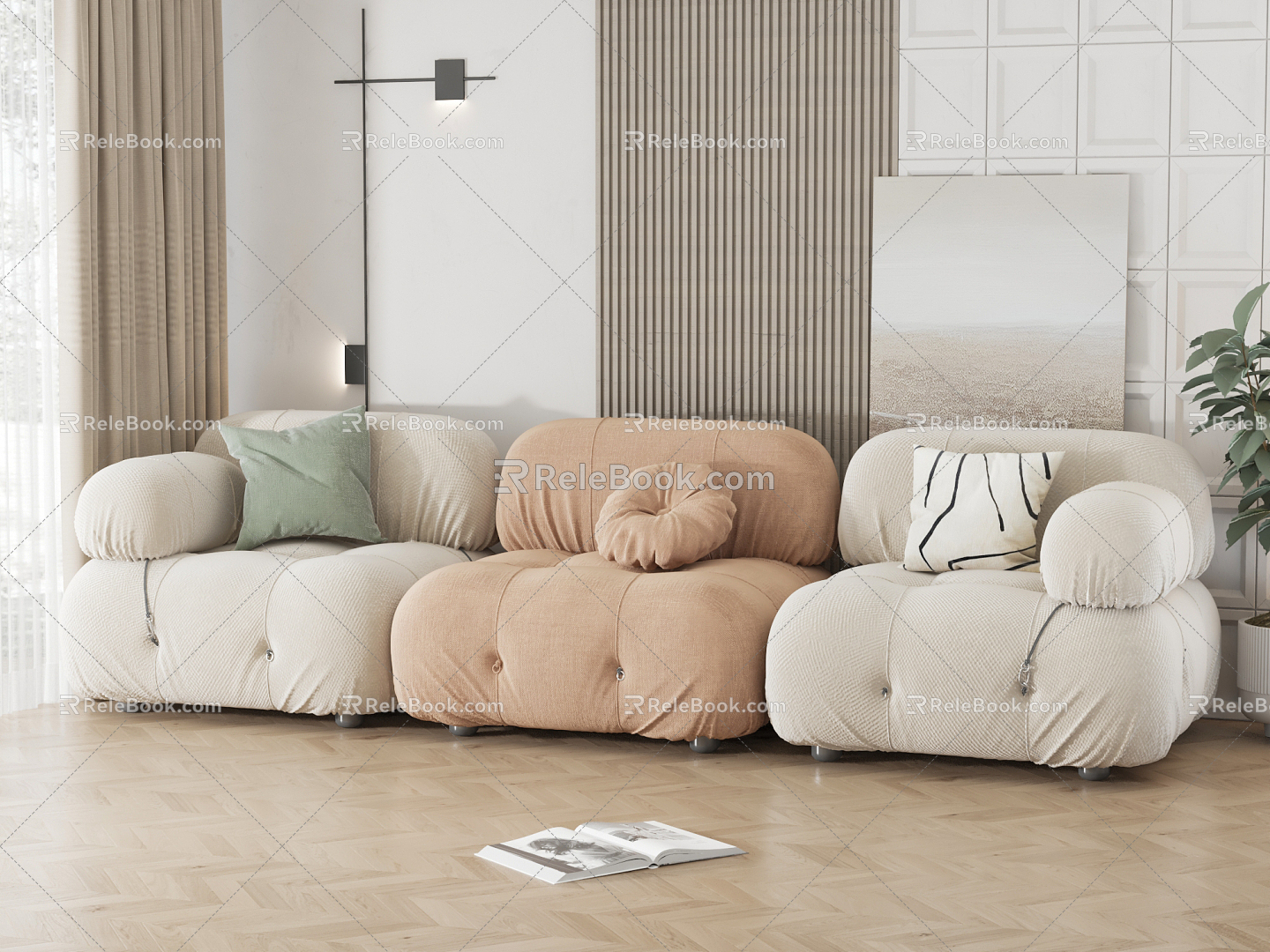 Modern Three-seat Sofa Three-seat Sofa 3d model