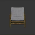 Single Sofa With Wooden Frame And Light Gray Upholstered Seat Backrest 3d model