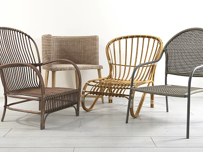 Stylish Wicker Lounge Chairs With Various Designs And Comfortable Structures 3d model