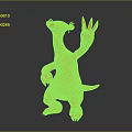 3D Modeled Orange Standing Creature With Long Snout Raising Clawed Hand