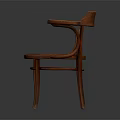 Brown Wooden Leisure Chair with Curved Frame and Comfortable Upholstered Seat