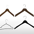 Assorted Hangers in Wooden Brown and Black Metal Wire Materials for Clothing