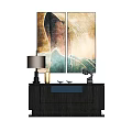 Elegant Modern Entryway Console Table And Side Cabinet With Gold Accents Black Finish