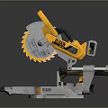 Yellow And Silver Miter Saw Power Tool With Cutting Platform And Metal Base